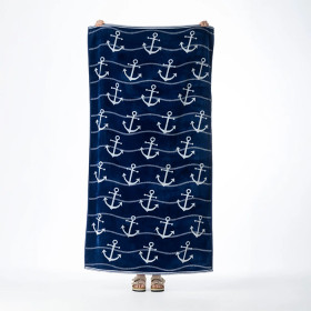 Seaside-Supplies-Double-Jacquard-Velour-Anchor-Beach-Towel-100-x-180cm on sale