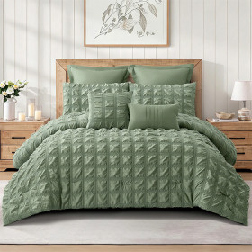 Solace-Blake-Seersucker-7-Piece-Comforter-Set-Chive on sale