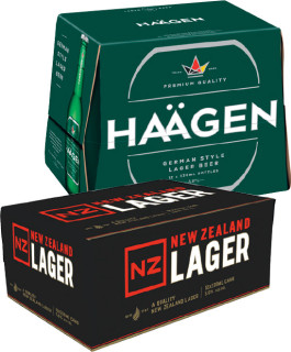 Haagen-Lager-Bottles-or-New-Zealand-Lager-Cans-12-Pack on sale