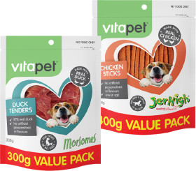 Vitapet-Morsomes-Dog-Treats-300-350g-or-Jerhigh-Dog-Treats-400g on sale