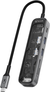 Bonelk-Vision-USB-C-to-6-in-1-Hub-inc-SD-ELK-80151-R-Clear on sale