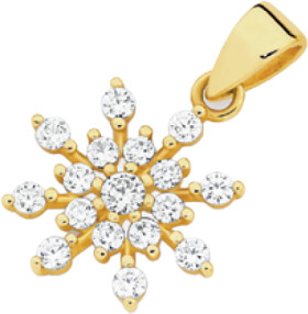 9ct-Cubic-Zirconia-Snowflake-Pendant on sale