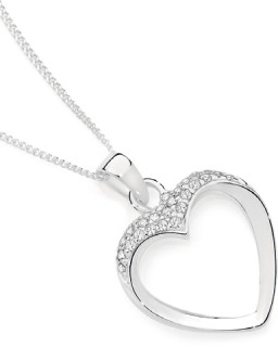 Sterling-Silver-Cubic-Zirconia-Open-Heart-Pendant on sale