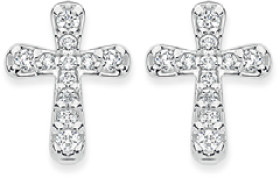 Sterling-Silver-Cubic-Zirconia-Flared-Cross-Stud-Earrings on sale