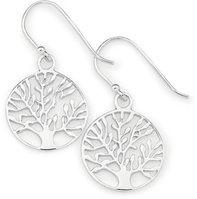 Sterling-Silver-Tree-of-Life-Drop-Hook-Earrings on sale