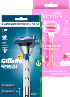 Gillette-Mach-3-Turbo-or-Venus-Comfort-Glide-White-Tea-Razor-2-Blades on sale