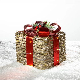 Christmas-Wishes-Rattan-Present-Box-LED-Dcor-20cm on sale