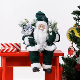Christmas-Wishes-Green-Sitting-Santa-30cm on sale