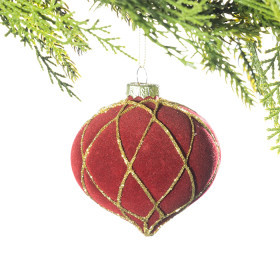 Christmas-Wishes-Luxe-Red-Velvet-Onion-Glass-Bauble on sale