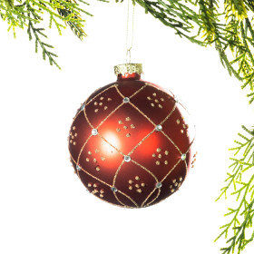 Christmas-Wishes-Red-Diamante-Glass-Bauble on sale