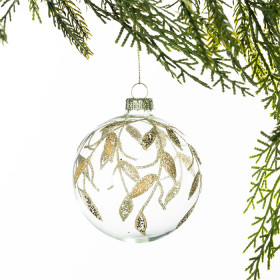 Christmas-Wishes-Clear-Leaf-Glass-Bauble on sale