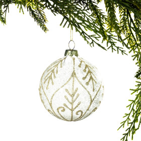 Christmas-Wishes-Shimmer-Champagne-Leaf-Glass-Bauble on sale