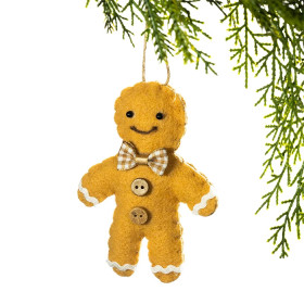 Christmas-Wishes-Felt-Gingerbread-Boy-Hanging-Christmas-Tree-Decoration on sale
