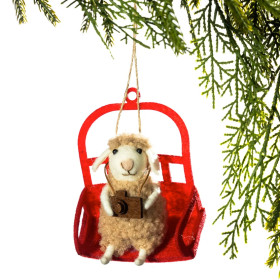 Christmas-Wishes-Felt-Sheep-Chair-Lift-Hanging-Christmas-Tree-Decoration on sale