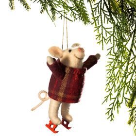 Christmas-Wishes-Felt-Pig-On-Skates-Hanging-Christmas-Tree-Decoration on sale