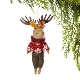 Christmas-Wishes-Felt-Moose-Red-Jumper-Hanging-Christmas-Tree-Decoration on sale