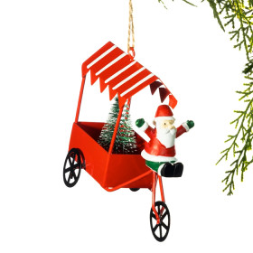 Christmas-Wishes-Metal-Santa-On-Tricycle-Hanging-Christmas-Tree-Decoration on sale