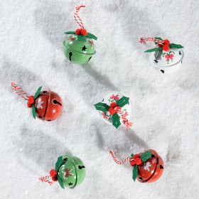 Christmas-Wishes-Metal-Candy-Cane-Set-Of-6-Bells-Hanging-Christmas-Tree-Decorations on sale
