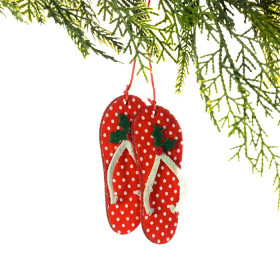 Christmas-Wishes-Felt-Polka-Dot-Jandals-Hanging-Decoration on sale