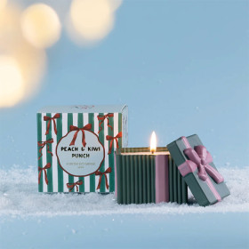 Christmas-Wishes-Bow-Candle-in-a-Box-110g-Peach-Kiwi-Punch on sale
