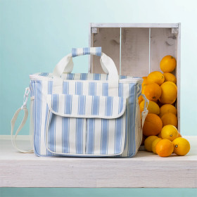 Cove-Fresco-Blue-Stripe-Cooler-Picnic-Basket on sale