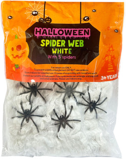 Halloween-White-Spider-Web-with-5-Spiders on sale